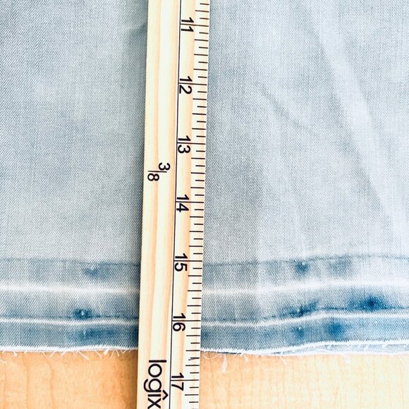 NEW HUDSON Girl Blue Crop Shirt Short Sleeve Raw Hem Snap Button Size Large - Picture 8 of 12